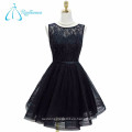 Cómodo A-Line Lace Perlas Sashes Negro Prom Dress